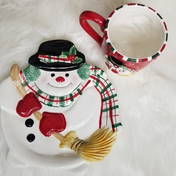 Fitz and Floyd Gift Gallery Christmas Snowman Holiday Mug‎ And Cookie Pl… - Picture 3 of 8